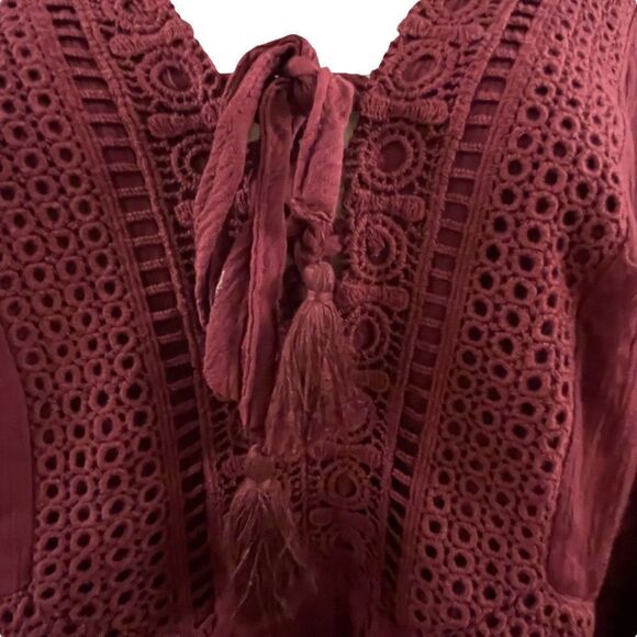 Torrid ~ Burgundy lace up Blouse ~ size 0 (12/L) - Picture 4 of 9